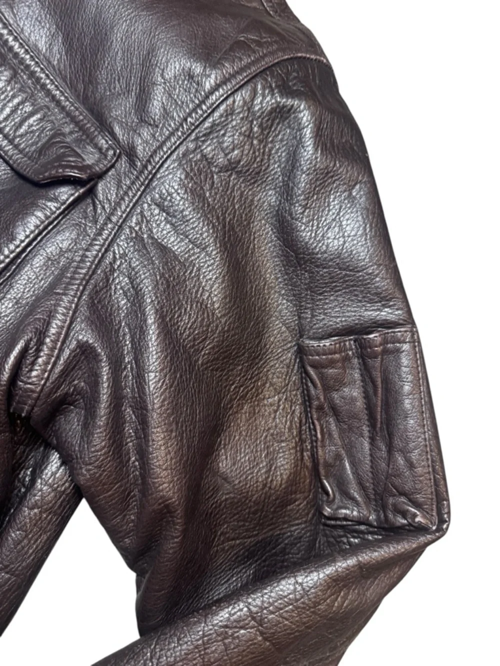 Vtg  American Eagle Outfitters Aviator Messageries Aeriennes Leather Jacket 40